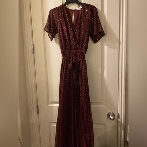 Balticborn Elegant Burgundy sparkle Maxi Dress size small